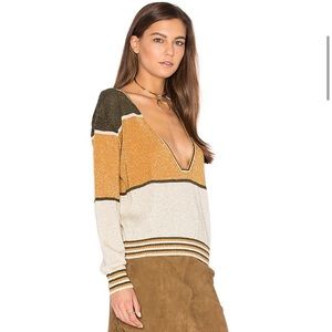 Free People Metallic Gold Dust Knit Top